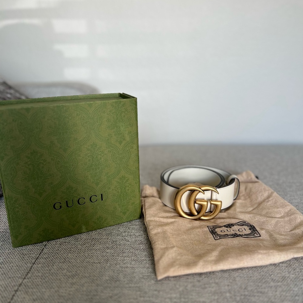 Gucci White and Gold Belt Size 75